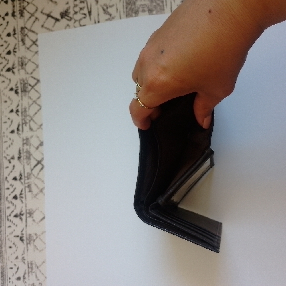 Men's trifold wallet genuine leather dark brown - Picture 5 of 9